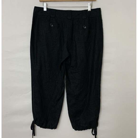Michael Kors Women's Black Linen Cargo Capri Pants Size 8 Drawstring Hem Beach - Picture 3 of 8